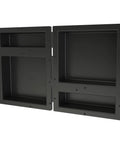 Quad Recessed Shower Shelf Niche With Four Inner Shelves, 32 Inch Wide By 20 Inch High By 4 Inch Deep, All In One Shower Storage, Black