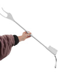 28 Inch Long Reach Grabber Tool Reacher Aid With Firm Grip And Nonslip Hold For Seniors And Pregnant Women Lightweight Plastic And Stainless Steel Pickup Tool For Kitchen Balcony And Home, held by hand