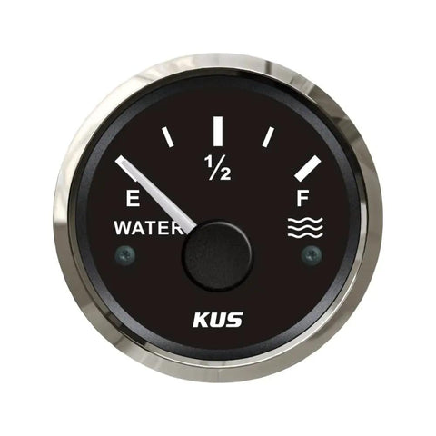 52mm Water Level Gauge Indicator With Red Or Yellow Backlight 240-33 Ohm For 12V And 24V Vehicles Dash Mount Black Stainless Finish