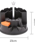 Black plastic storage rack for Pro Eyeglass Repair Kit 14 In 1 Optical Tool Set, 19cm diameter, 12cm height with orange accent