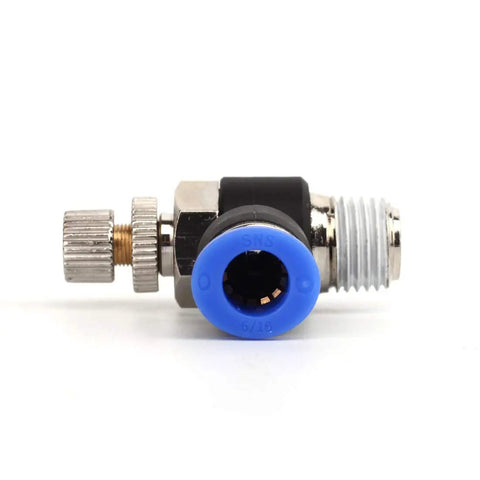Heavy Duty Air Flow Control Valve Push To Connect Fitting Speed Adjuster With Nickel Plated Copper 90 Degree Elbow Quick Release Coupler For Shop Pneumatic Lines And Vacuum Workflows Killer Build And Slick Operation For Any Rig