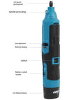 Pro Knockout 12V Cordless Angle Grinder And Compact Mini Rotary Tool Featuring Rock Solid Lithium Battery with gear adjustment.