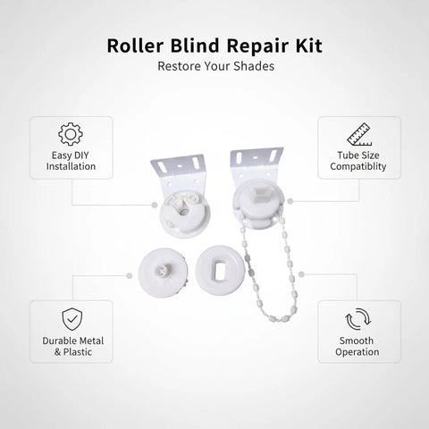 Easy DIY Roller Blind Pull Chain Repair Kit With Glass Beads Replacement Ball Bead Controller for window shades shown in parts