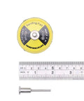 Top view of 100 Pack 2 Inch Sanding Discs Kit With Polishing Pad Plate next to a ruler and connecting rod.