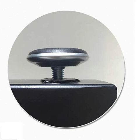 Close-up of leveling foot screw on Professional Grade Heavy Duty Iron Table Legs With Tough Black Baked Finish.