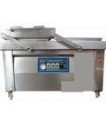 No Sweat Heavy Duty Double Chamber Vacuum Food Sealer Automatic Commercial Packaging Machine Stainless Steel Workhorse with control panel.