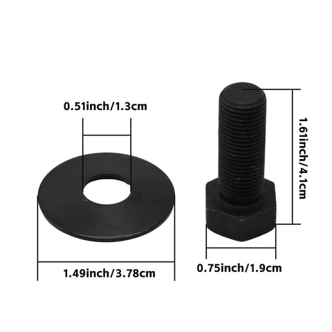 3 Pack Left Hand Thread Blade Bolts With Belleville Washers One Half Inch Diameter By One And One Half Inch Length Built Tough Mower Hardware For Finish Mowers Compatible With 502300 502301 502310 21 023 156026 502313 black bolt and washer with dimensions