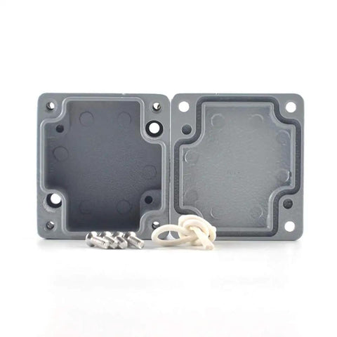 Aluminum Alloy Mini Dustproof Waterproof IP66 Junction Box For Outdoor Electrical Projects shown open with screws and seal.