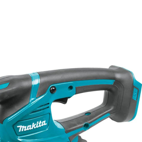 Close-up of the handle on the 18V LXT Cordless Grass Shear With Hedge Trimmer Blade, 2-in-1 Quick Blade Change, tool-only, renewed.