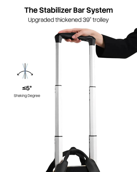 Underseat Carry On Luggage With Wheels For Travel Airline Approved Personal Item Bag With Leather Handle stabilizer bar system