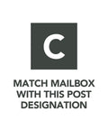 Image showing post designation label 'C' for matching with Hamilton Large Capacity Cast Aluminum Post Mount Mailbox Built To Last With Side Door Access And Locking Compartment For High Volume Deliveries Beefy Weather Ready Powder Coated Finish.