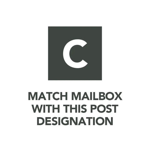 Graphic with letter 'C' indicating mailbox post designation compatibility.