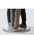 Rotating Lazy Susan Turntable With Glass Top And Silent Bearing showing heavy duty support with feet on the tray