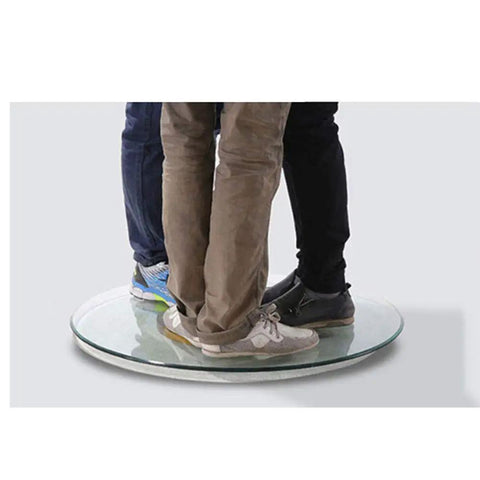 Rotating Lazy Susan Turntable With Glass Top And Silent Bearing showing heavy duty support with feet on the tray