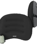 Vive Inflatable Lumbar Pillow For Car Office Airplane Travel Comfort, compact black backrest with carry bag.