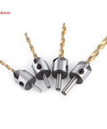 Countersink drill bit set in carbon steel for woodworking; 4-piece kit with hex wrench, 3–6mm
