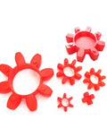 Heavy Duty Elastomer Urethane Buffer For Molds, Jaw Coupling Element Kit, 65x30x15mm in red, multiple sizes shown