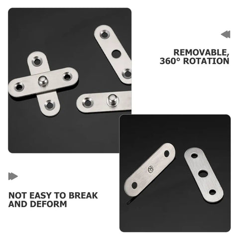 12 Piece Hidden Door Hinges Stainless Steel Pivot Hinges With 360 Degree Rotation showing removable parts on black background