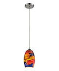 Dope Surrealist Mini Pendant Light With Multicolor Glass In Polished Chrome Finish 1 Light Modern Contemporary Ceiling Fixture