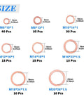 Copper Sealing Washers Set 165 Pieces Metric Flat Ring Copper Washers Assortment Eight Sizes M6 M8 M10 M12 M14 M16 M18 M20