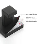 Heavy Duty Stainless Steel Wall Hooks Set showing layers: 572°F baking paint, 320°F antirust primer, 304 stainless steel.