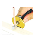 User guiding Top Notch Dovetail Jig Wheel Marking Gauge Kit Featuring Hella Precise Cnc Aluminum Body on a wood edge.