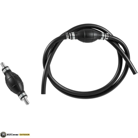 Three Eighths Inch Fuel Line Assembly With Six Foot Nylon Braided Marine Fuel Hose, Primer Bulb And Stainless Clamps shown