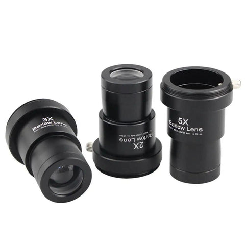 3 Piece 1.25 Inch Barlow Lens Set For Telescopes 2X 3X 5X Eyepiece Magnification Upgrade Your Eyepieces Aluminum Body