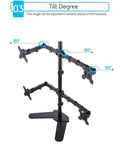 Heavy Duty Quad Arm Desk Mount For Multiple Flat Screens Rock Solid Monitor Bracket with adjustable 180-degree tilt angle.