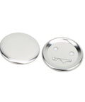 Front and back view of 56mm Metal Badge Making Kit With Pin Back Button Parts For DIY Craft Projects and Wearable Badges