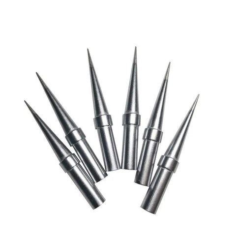 Six-Piece Replacement Tips For ET Soldering Iron, 0.02 Inch Conical Tips Pack, Pro Grade Quality, Compatible With WES51 WES50