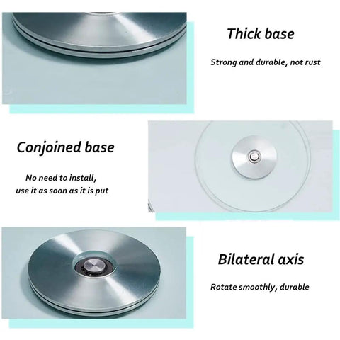 Tempered Glass Rotating Tray Round Lazy Susan For Dining Table 39 Inch Turntable Serving Plate base and axis details