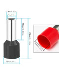 70 Piece 4 Gauge Ferrule Connectors Set For Car Audio Power Cables Insulated End Terminals For Amp And Battery Clean Install Pro Grade Rock Solid Connections Black And Red Insulation showing dimensions