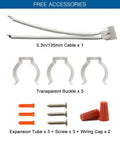 8 Inch LED Circline Light Bulb 1600LM 13W Daylight 6000K accessories including cables, clips, screws, and wiring caps.