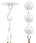 Heavy Duty Adhesive Swivel Hooks Four Pack No Drill Rotating Wall Mounts for hanging indoor plants and decor.
