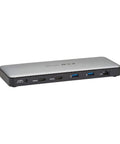Slick Thunderbolt 4 Docking Station For Laptops Drives Dual Screens With 8K 60Hz Or 4K 144Hz Plug And Play slim profile with multiple ports.