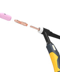 TL-200TP Pro TIG Welding Torch Replacement with 4M Cable showing components including nozzle, collet body, and collet