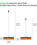 Adjustable stainless steel poles of Heavy Duty 18 Inch Push Broom Long Handle Dual Bristle Gear for concrete cleaning.