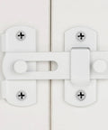 Two Pack White Stainless Steel Barn Door Latches For Gate And Sliding Doors Flip Bi-Fold Lock Antique Style Suitable For Wine Cabinets And Closets Durable Rust-Resistant Finish Small White Size close-up