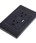 Rock Solid Usb C Wall Outlet With Dual Charging Ports And Smart Overload Protection Flame Retardant Faceplate 15 Amp Us Plug close-up view.