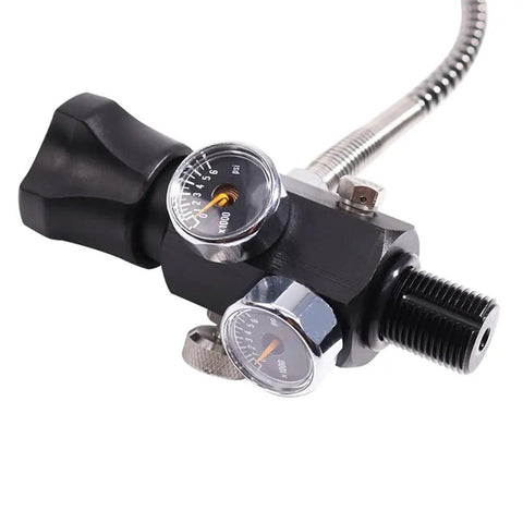 M18x1.5 DIN Valve Scuba Adapter With Gauge And 22 Inch Hose For Air Tank Setups PCP Rifles Paintball And HPA Tanks