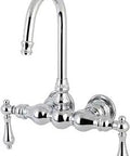 Aqua Vintage Wall Mount Tub Faucet With Solid Brass Construction Drip Free Ceramic Cartridge Lever Handles polished chrome finish