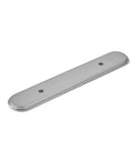 3 Inch Oval Cabinet Pull With Backplate Brushed Satin Nickel Finish shown separately, highlighting its smooth contoured backplate design