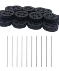 20 Pack Plastic Toy Wheels With 2mm Shafts And Round Axles For RC Cars And DIY Models, 35mm Diameter, black wheels shown