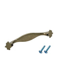 Antique Bronze European Drawer Pull with screws, 128mm hole, 175mm length, arch design with stained glass pattern on vintage metal handle