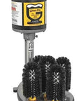 Top Shelf Electric Upright Glass Washer 360 Degree Spin Action with black brushes for pint and wine glasses, heavy duty design.