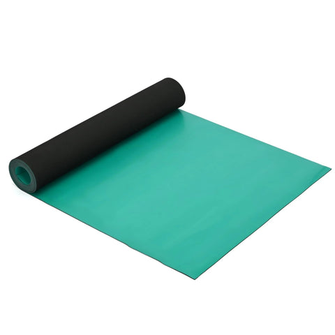 ESD anti-static rubber mat roll in green with black underside, 23.6 in x 118 in for electronics repair
