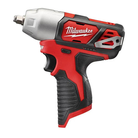 Rugged 3/8 Inch Cordless Impact Wrench Boasting Beefy 1200 Inch Pounds Of Torque And Fast Friction Ring Anvil For One Hand Swaps Featuring Comfy Grip Handle and built-in battery gauge.