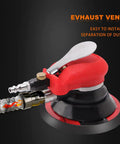 Pro Grade Pneumatic Random Orbital Sander 5 Inch And 6 Inch Palm Tool with visible exhaust vent feature