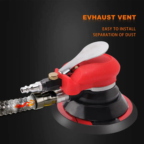 Pro Grade Pneumatic Random Orbital Sander 5 Inch And 6 Inch Palm Tool with visible exhaust vent feature